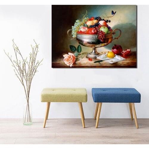 Flower Fruits Still Life Wallpaper Canvas Posters Prints Wall Art Painting Oil Decorative Picture Living Room Kitchen Home Decor