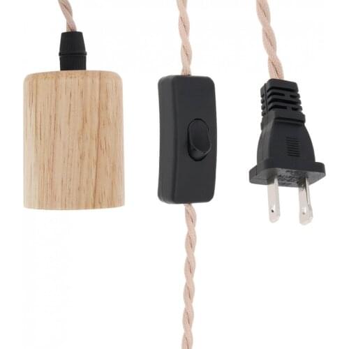 Wood Retro Pendant Lights E 26/27 Wood Pendant Lamp Holder Vintage Industrial Hanging Light with Switch