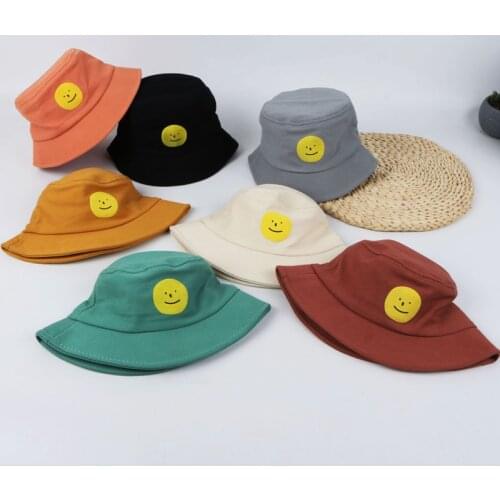 Fashion Spring Summer Lovely Smile Pattern Baby Hats Cotton Sun Hats for Kids Boys Girls Fisherman Hat Beach Caps