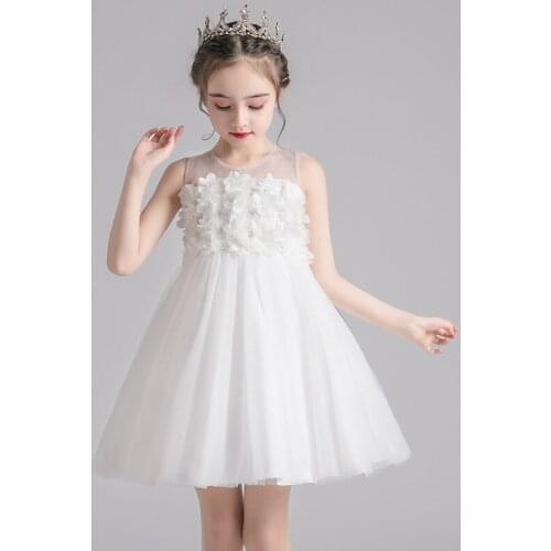 2020 Children Girl Baby 3D Petals Mesh Princess Tutu Dresses Wedding Flower Girls Kids Beautiful Party Birthday Formal Dress