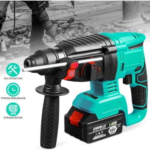 Brushless Electric Rotary Hammer Rechargeable Multifunction Electric Hammer Impact Power Drill Tool with Battery & Charger