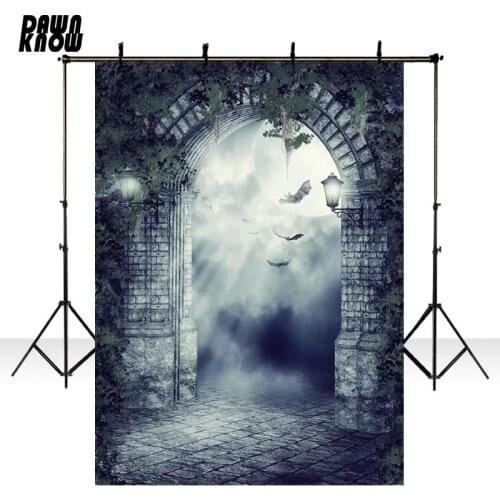 DAWNKNOW Fairy Tale Photography Background Bat Arch Photocall Polyester Children Backdrops For Wedding Photo Studio lv1597