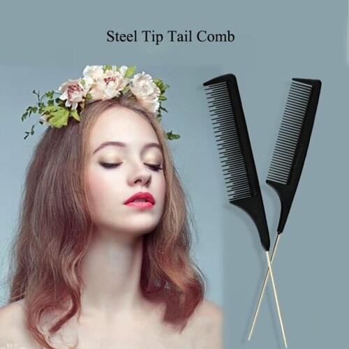 Stainless Steel Needle Pins Tail Comb Fine-tooth Anti-static Hair Combs DIY Styling Flat Tooth Comb Haircut Hairdressing Tools