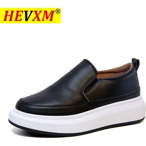 HEVXM 2021 Small White Shoes Womens Popular Leather Spring New All-around Flat Sole Breathable Ins Thick Sole Board Shoes