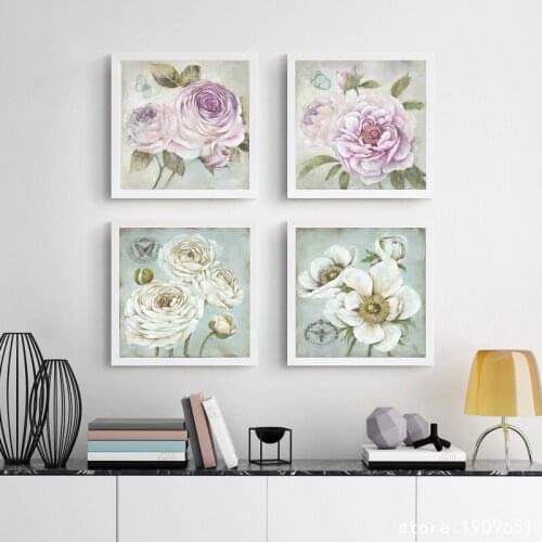 Cotton no frame pastoral rose flowers scenery canvas printings oil painting printed on cotton home wall art decoration picture
