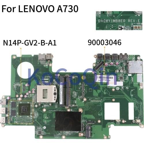 KoCoQin Laptop motherboard For LENOVO A730 HM86 Mainboard DA0WY1MB8E0 N14P-GV2-B-A1 SR13J