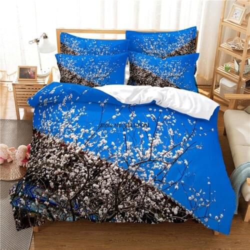 Red Rose Pink Cherry Peach Blossom Bedding Set Duvet Cover Set 3d Bedding Digital Printing Bed Linen Queen Size Bedding Sets