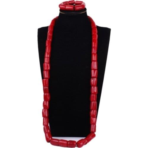 Dudo Jewelry Genuine Coral Beads Bracelet Necklace Set 2 Pics Dubai Fine Jewelry Sets Red Jewellery Set African Groom Nigerian