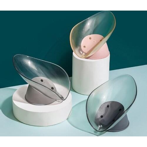 Leaf Shape Soap Box Suction Cup Soap Dish Bathroom Supplies Sponge Tray Gadgets Portable Leaf Soap Holder Bathroom Accessories