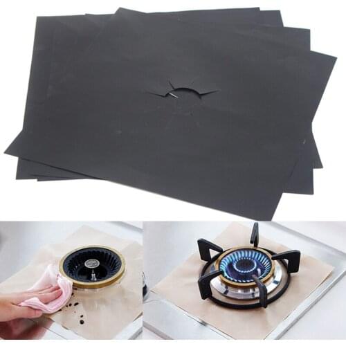 4 Pcs Cleaning Kitchen Tool Reusable Sheet Gas Cooker Liner Protector Cover Foil Gas Hob Range Stovetop Burner Protector Pad J2Y