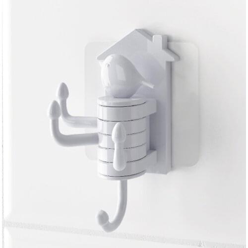 Self Adhesive Vertical Rotating Waterproof Bird Hooks Office Kitchen Hanger Key Holder household Sundries Organizer Accessories