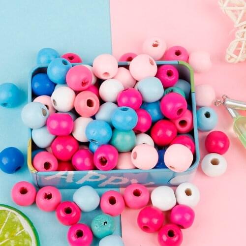 Fashion Design 100/200/300/400Pcs Random Mixed Color Natural Round Wooden Spacer Beads For DIY Jewelry Making