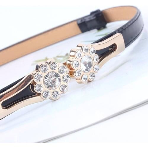 Fashion Adjustable ladies women narrow leather belts golden buckle girdle for dresses female luxury waistband straps white