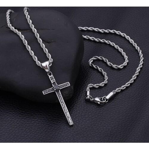 Mens Titanium Steel Pendant Europe and America Retro Cross Trend Simple Jewelry