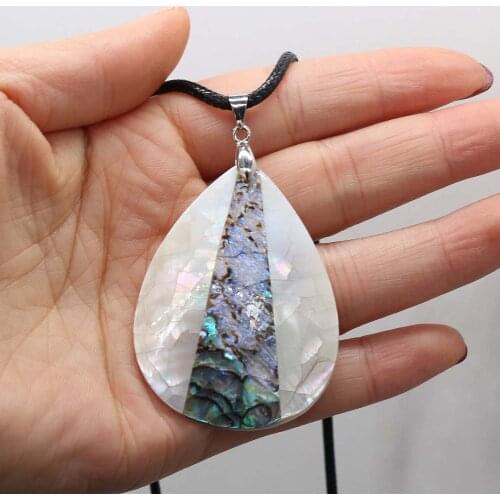 Natural Shell Necklace With Drop-Shaped Pendant Leather Cord 2MM Charms For Elegant Women Love Romantic Gift