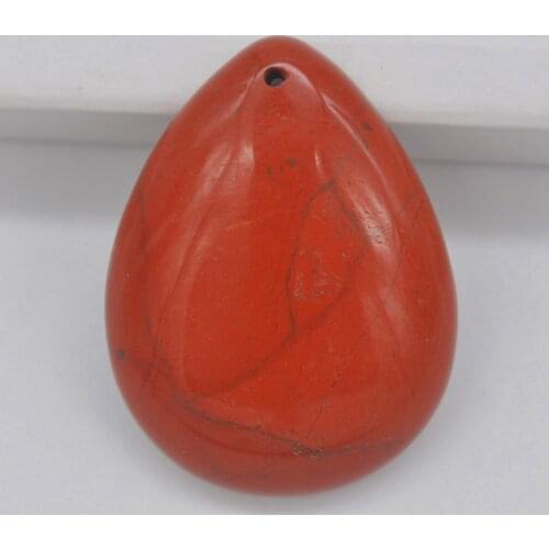 Natural 40x30MM Red Jaspe Stone Bead Teardrop CAB Cabochon Hole Jewelry GEM Pendant 1PCS H156