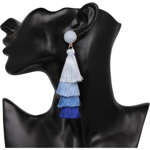 New Hot Long Tassel Earrings For Women Statement Jewelry Layered Fringe Drop Earrings Big Fashion Handmade Dangle Earrings