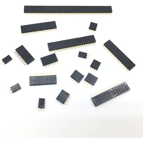 10PCS 2.54mm Single Row Pin Female Pin Header Socket 1*2p 3p 4p 5p 6p 7p 8p 9p 10p 12p 14p 16p 20p 40p Pin Connector