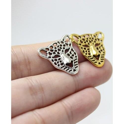 10pcs-- 20*22mm Alloy leopard charms Leopard Head charm pendant necklace,earring bracelet jewelry DIY handmade 2colors