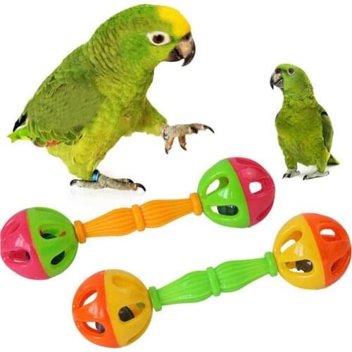 Pet Bird Parrot ABS Hollow Double-head Bell Ball Rattle Bite Chew Interactive Toy Small And Exquisite Entertainment Supplies