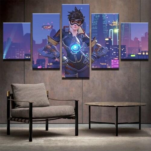 Game Poster Canvas Printed 5 Panel Overwatch Tracer Wall Art Painting Home Decor For Living Room Pictures Modern Cuadros Artwork