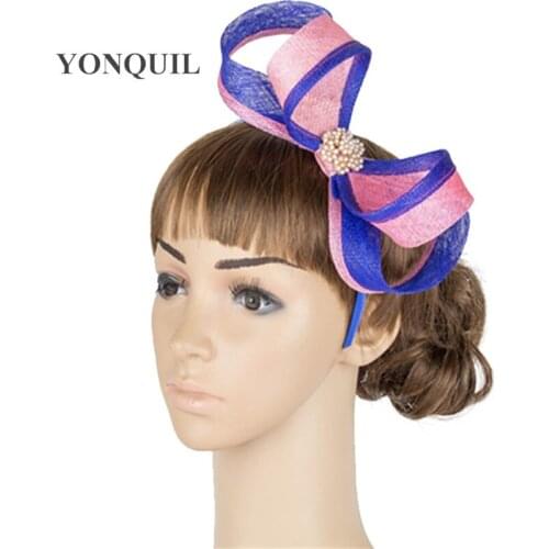 Nice Bowknot Sinamay Fascinator Headwear Gril Linen Loop Hairband Party Hair Accessories Millinery Cocktail Hat Headpiece MYQ036