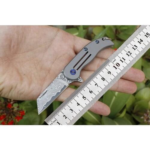 Damascus Steel Folding Knife EDC Pocket Knife Kitchen Outdoor Survival Knife Climbing Camping Fishing Gadget Keychain Knife