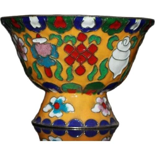 Collect red copper Cloisonne ribbon holder (bowl) ornaments