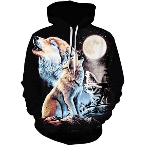 3D Wolf moon Hoodie Men Animal Wolf 3d Printed Hoodies Sweatshirts women Tracksuits fall long sleeve Jackets Funny Streetwear