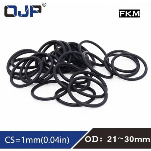 5PCS/lot Fluorine rubber Ring Black FKM O ring Seal 1mm Thickness OD21/22/23/24/25/26/27/28/29/30mm Rubber Seal Gasket Washer