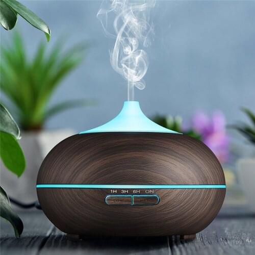 550ML Aroma Air Humidifier Essential Oil Diffuser Wood Grain Aromatherapy Ultrasonic Cool Mist Maker for Home Office