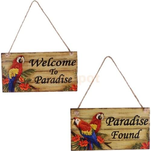 Vintage Woodland Welcome to Paradise/Paradise Found Wooden Plaque with Jute Twine Hanging Sign Photo Prop