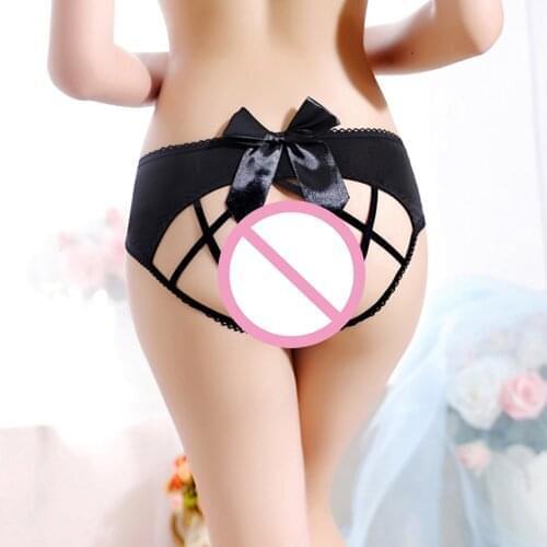 Women Lace Bandage Hips Bowknot Panties Ladies Underwear Briefs Sexy Open Crotch Crotchless G-string