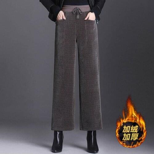 Woman New 2021 Spring Long Pants High Waist Autumn Female Vintage Wide Leg Pants Ladies Elegant Loose Cotton Streetwear Q243