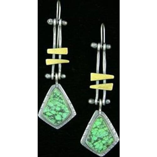 Vintage Handmade Geometric Green Earrings For Women Alloy Boho Pendientes Indian Earring 2019 Elegant Statement Brincos Jewelry