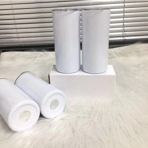 15oz DIY White Blank Straight Skinny Tumbler Sublimation Stainless Steel With Straw Water Bottle Eco-Friendly Gift For Man