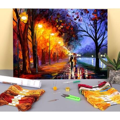 Alley By The Lake Printed 11CT Cross Stitch DIY Embroidery Patterns DMC Threads Sewing Handicraft Knitting Needlework Mulina