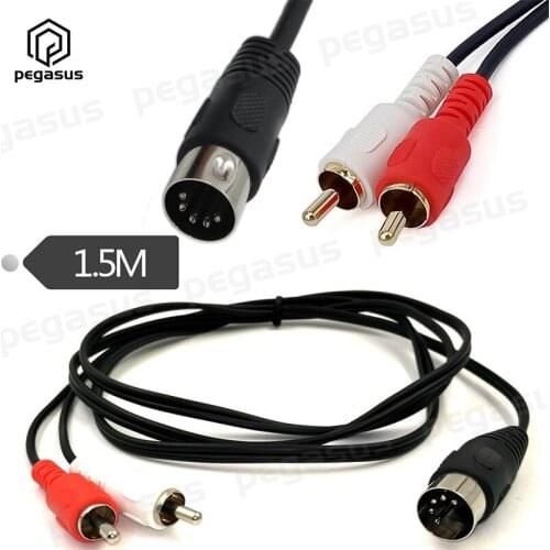 1.5 Meters 5 Pin DIN Plugs Male to 2RCA Male Converter Audio Cable For Electrophonic Bang