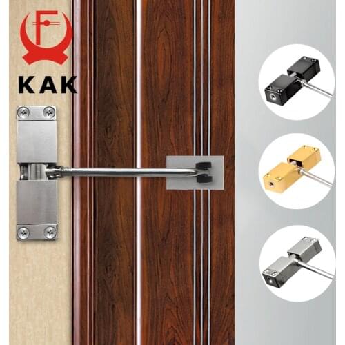 KAK New Stainless Steel Automatic Door Closer Adjustable Speed Door Closing Device 40KG Black Gold Furniture Door Hardware