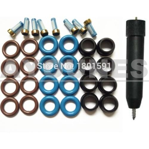 Free Shipping 8sets fuel injector repair kit with filter extractor For Chevrolet GMC Oldsmobile 4.2L-L6 2002 25313185