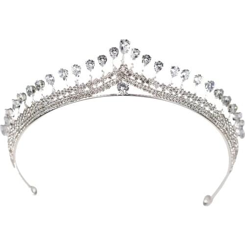 Sparking Zirconia Wedding Crown Silver color Rhinestone Bridal Tiara Hair Accessories Women Birthday Prom Headpiece