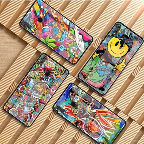 Art Graffiti Tempered Glass Phone Case For Huawei P20 P30 P40 P40 Lite Pro Psmart Mate 20 30 Cover Shell