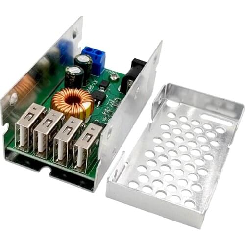 DC-DC 9V 12V 24V 36V To 5V Step Down Board 5A 4 USB Output Buck Converter Power Supply Module with Aluminum Shell For Phones