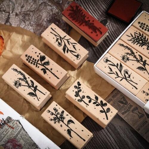 Vintage Plant Flower Leaf Decoration Stamp Wooden Rubber Stamps For Scrapbooking Stationery DIY Craft Standard Stamp