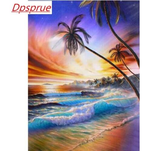 Dpsprue 5D Full Square / Round DIY Diamond Painting Cross Stitch Scenery Sea 3D Embroidery Diamond Mosaic Home Decor Gift