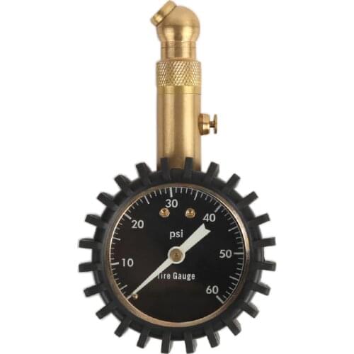 Black Dial Tire Air Pressure Gauge Golden Measuring Tools with Rubber Protector Vehicle Tester For Car 0-60 PSI