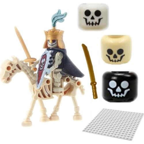 Skeleton Soldier Army King Knight Undead Horse Warrior Kids Building Block Plate Set Children Gifts Skull Strong Small Bricks