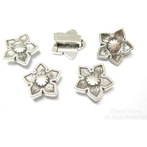 10mm Flower leather slider Flat leather findings 10x2mm -FF81