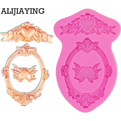 M0919 Love Heart Frame Silicone Cake Mold Garland Fondant Cake Decorating Tools Cupcake Candy Chocolate Gumpaste Moulds