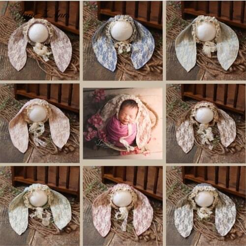 Long-eared cute hats baby bunny rabbit theme photo studio shooting newborn photography props